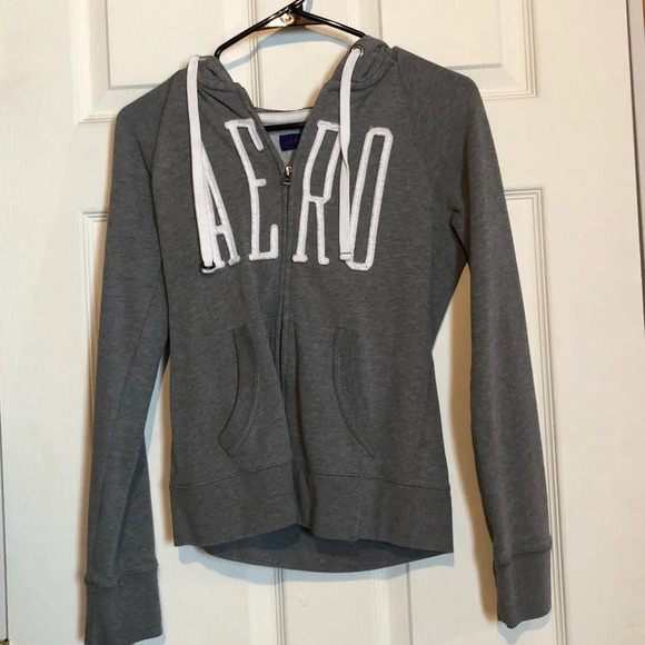 Aeropostale Tops - Aeropostale full zip hoodie Hoody grey White Women’s XS